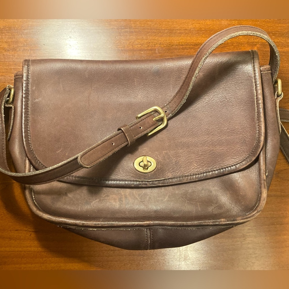 Vintage Coach Brown Leather Crossbody Bag